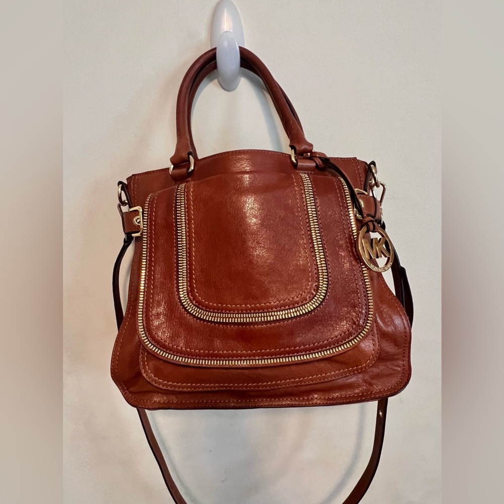 Michael by Michael Kors Naomi Cognac Leather Satchel / Crossbody Bag. EUC - Picture 3 of 10